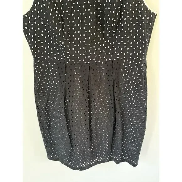 Jax Womens Sleeveless Eyelet Dress Size 16 Ric Rac Lines Black White Cocktail - Picture 2 of 10